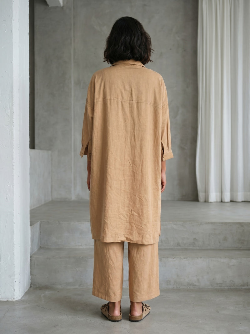 Aurora Beige Pants hemploop, lyocell pant/trouser by Doodlage in beige for women Worldwide