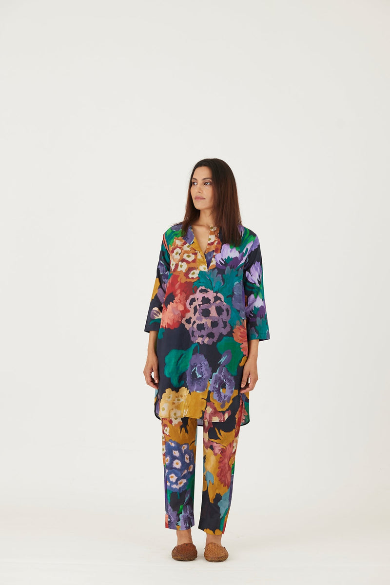 FARAH BLACK COTTON KURTA SET Kurta Sets by Yam for women Worldwide
