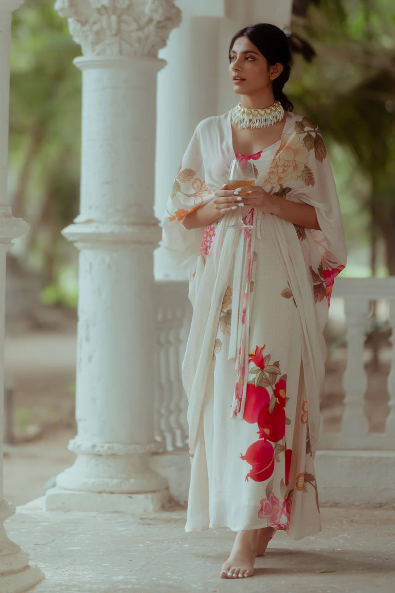 Della Dress Set tjacket – pure crepe indo-western by Paulmi & Harsh in white for women Worldwide