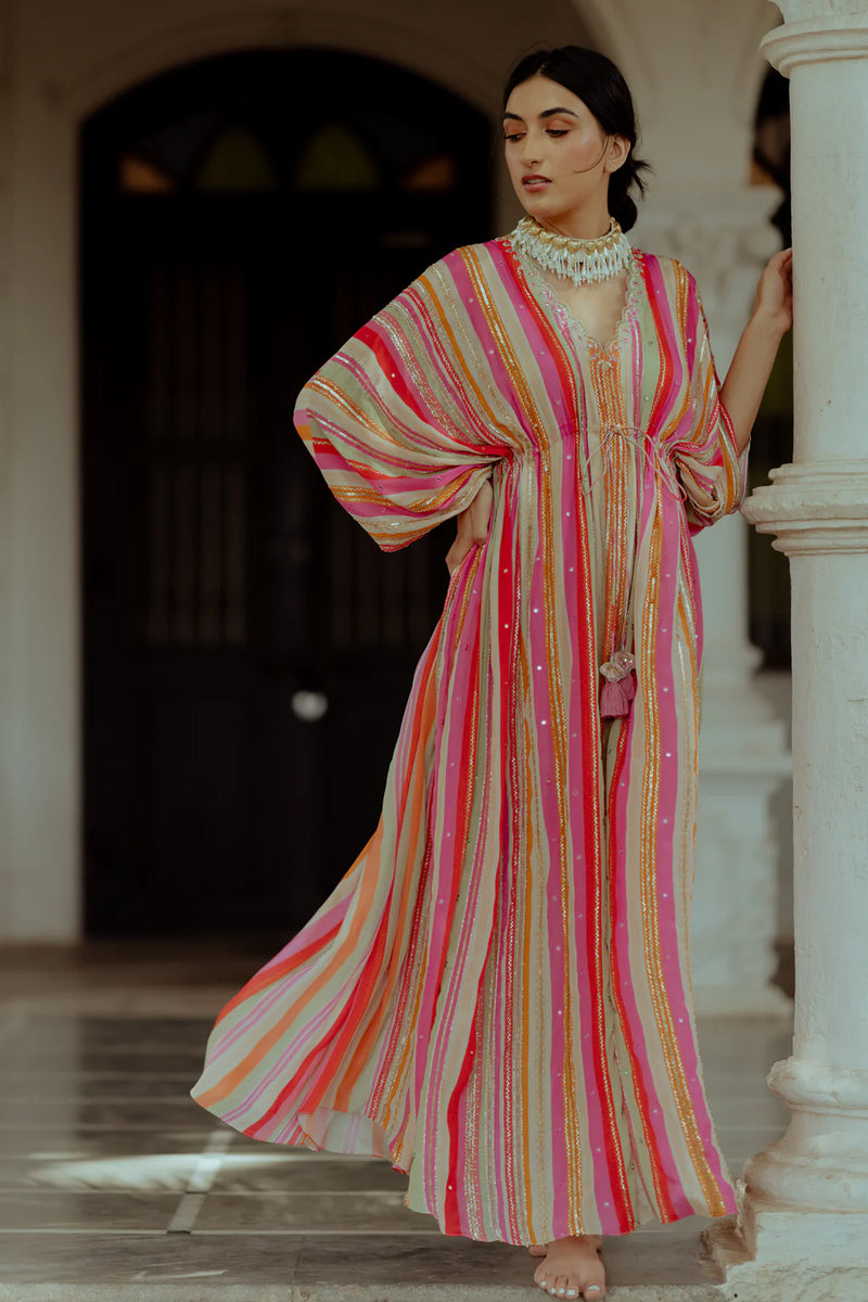 Klava Kaftan crepe indo-western by Paulmi & Harsh in multi-color for women Worldwide