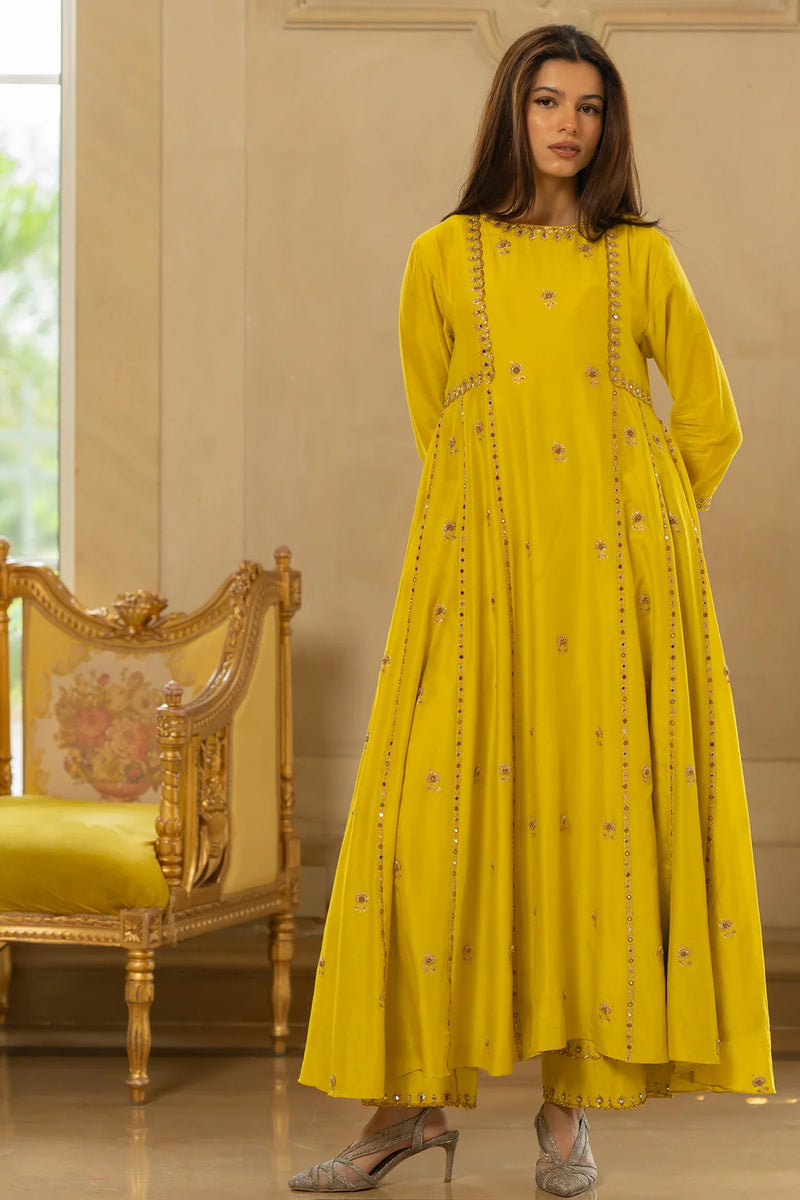 Tenley Kurta Set – Yellow chiniya silk kurta/kurta set by Paulmi & Harsh in yellow for women Worldwide
