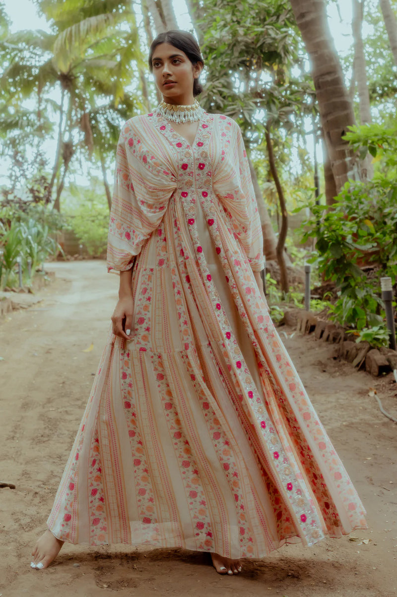Kamaya Kaftan viscose georgette indo-western by Paulmi & Harsh in pink for women Worldwide