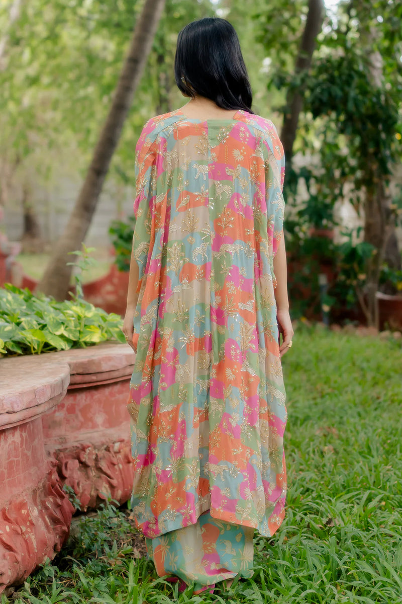 Verona Jacket Set pure crepe indo-western by Paulmi & Harsh in sea green for women Worldwide
