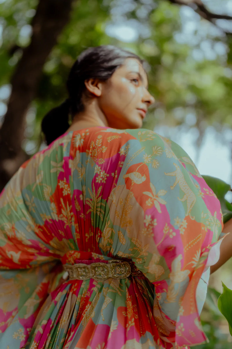 Sorrel Kaftan pure crepe indo-western by Paulmi & Harsh in sea green for women Worldwide