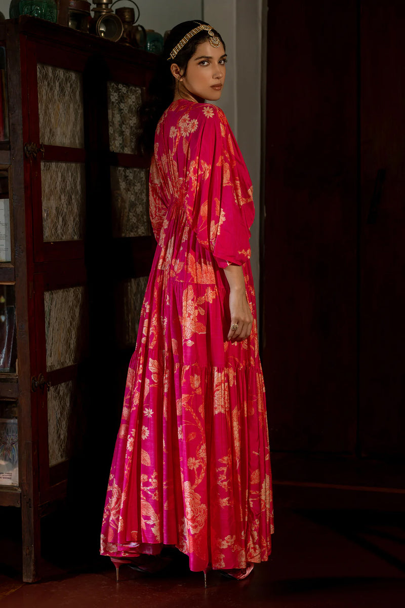 Saskia Kaftan Set cotton silk indo-western by Paulmi & Harsh in pink for women Worldwide