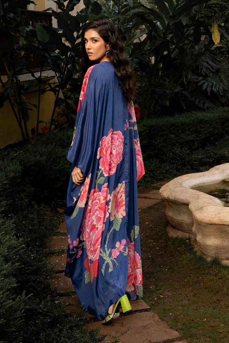 Constance Kaftan crepe indo-western by Paulmi & Harsh in blue for women Worldwide