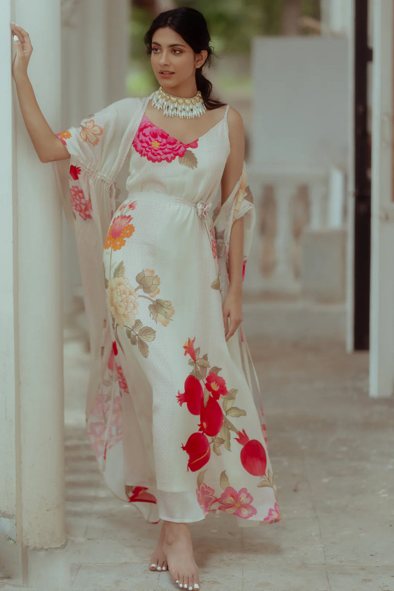 Della Dress Set tjacket – pure crepe indo-western by Paulmi & Harsh in white for women Worldwide