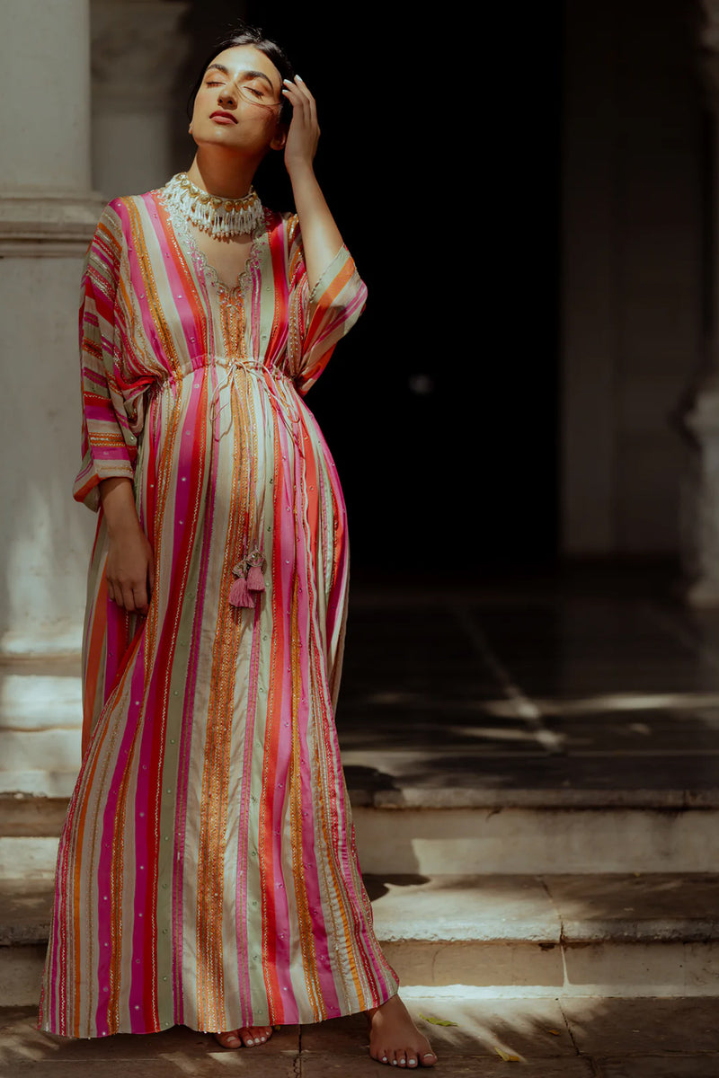 Klava Kaftan crepe indo-western by Paulmi & Harsh in multi-color for women Worldwide