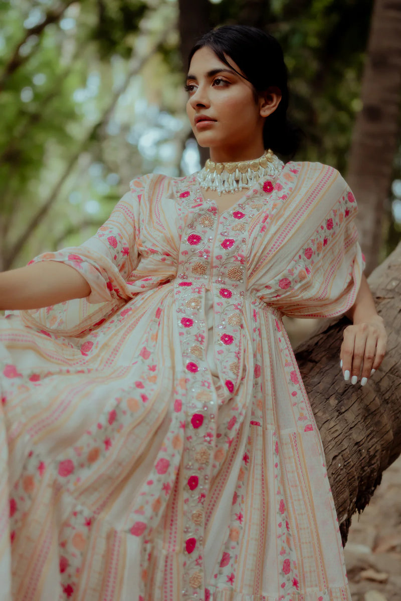 Kamaya Kaftan viscose georgette indo-western by Paulmi & Harsh in pink for women Worldwide