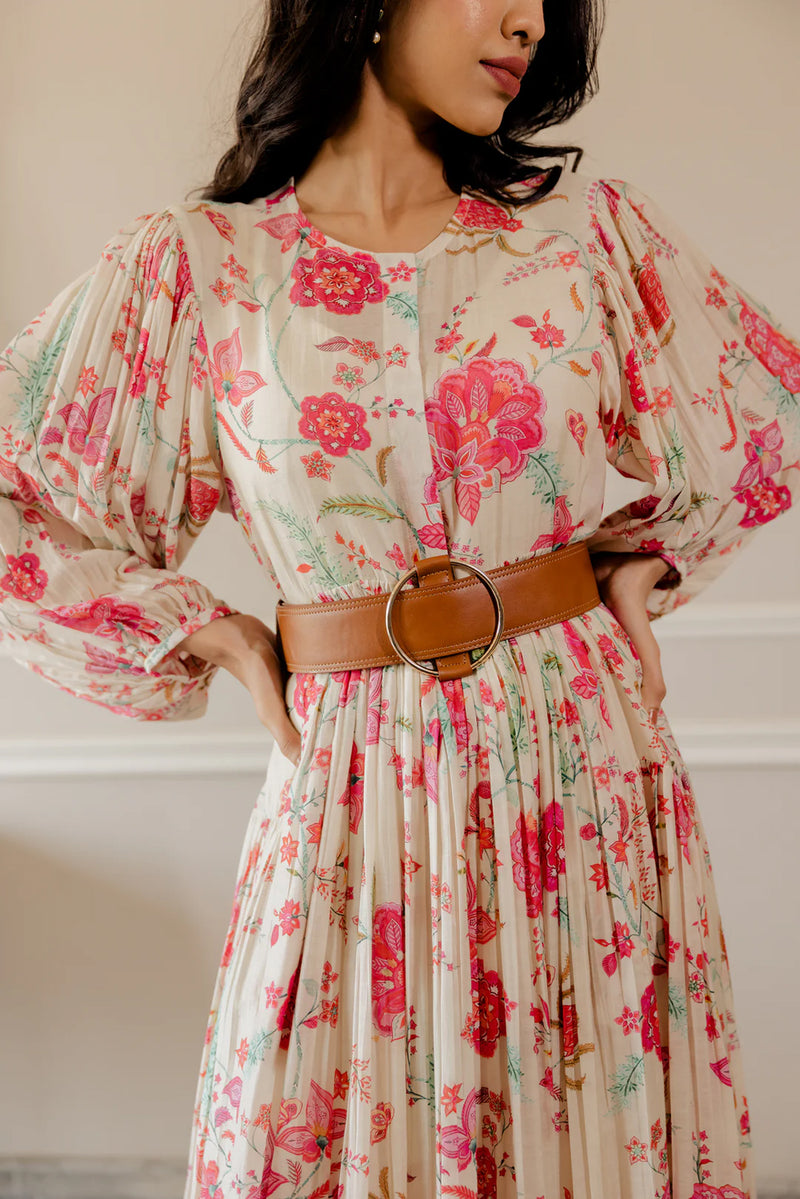 Haya Dress maxi dress - cotton silk indo-western by Paulmi & Harsh in ivory for women Worldwide