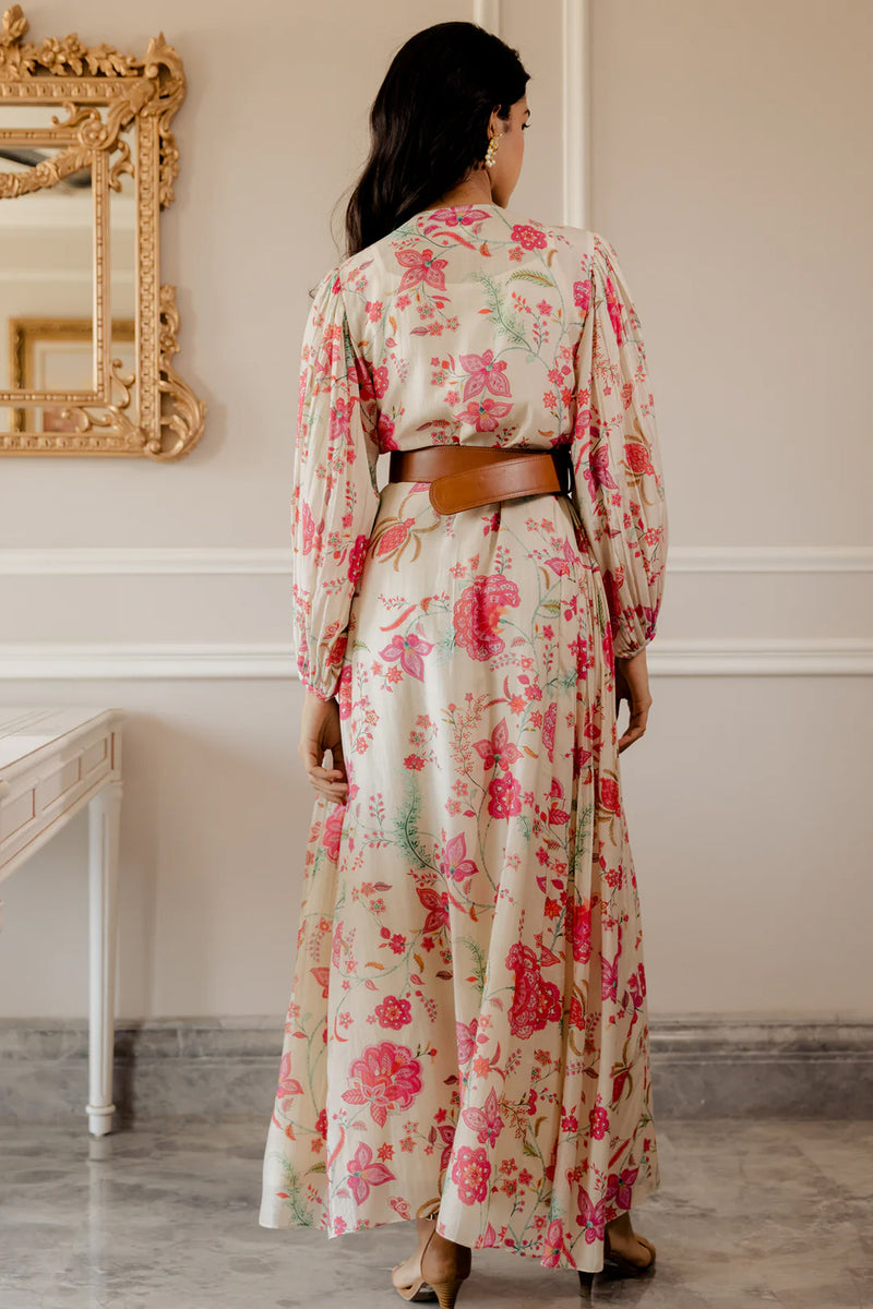 Haya Dress maxi dress - cotton silk indo-western by Paulmi & Harsh in ivory for women Worldwide