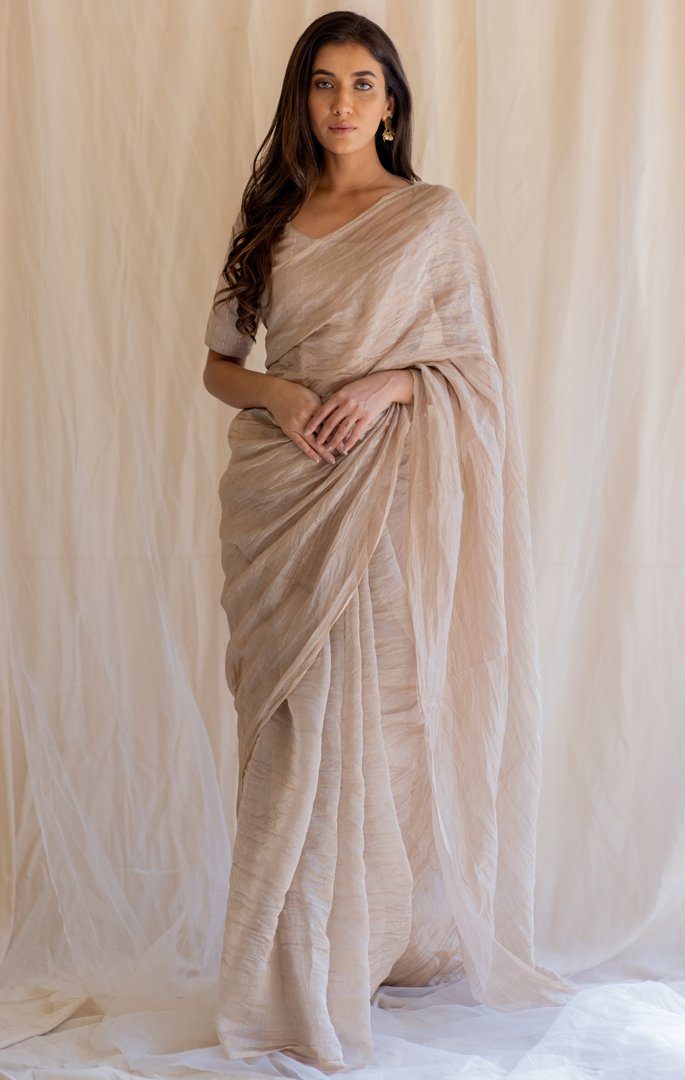 Inara Tissue Saree & Blouse by Nirjara for women Worldwide