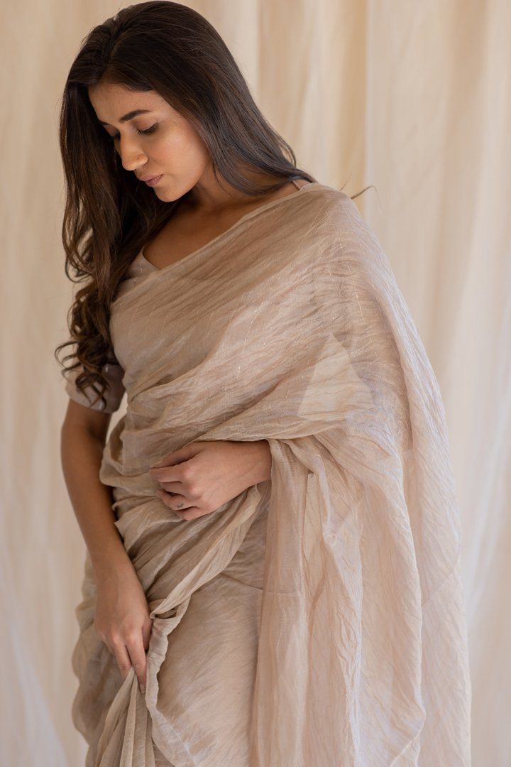 Inara Tissue Saree & Blouse by Nirjara for women Worldwide