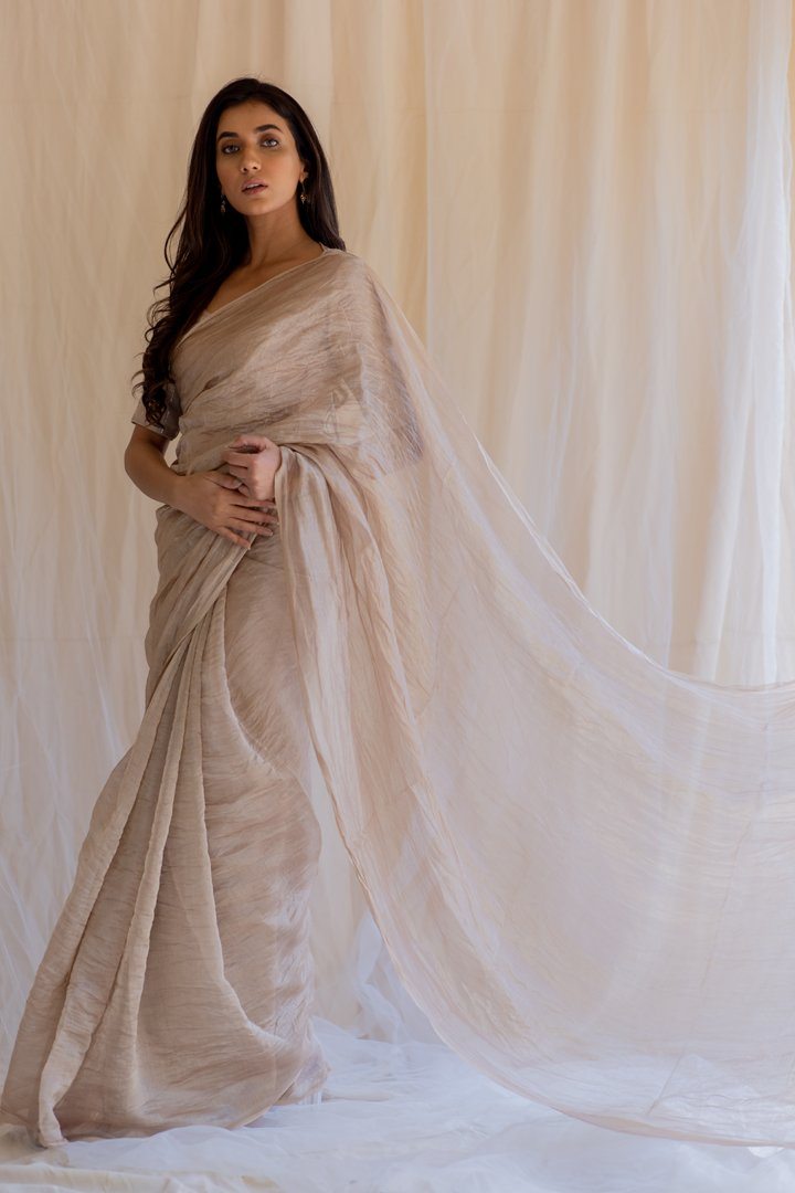 Inara Tissue Saree & Blouse by Nirjara for women Worldwide