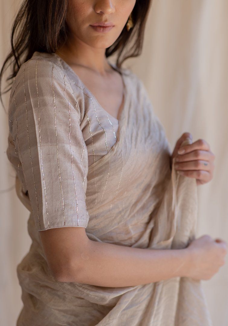 Inara Tissue Saree & Blouse by Nirjara for women Worldwide