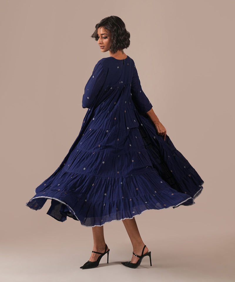 INDIGO ECHO DRESS 100% cotton by Indigo Dreams in blue color for women Worldwide