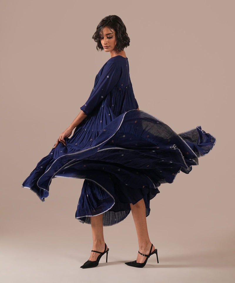 INDIGO ECHO DRESS 100% cotton by Indigo Dreams in blue color for women Worldwide