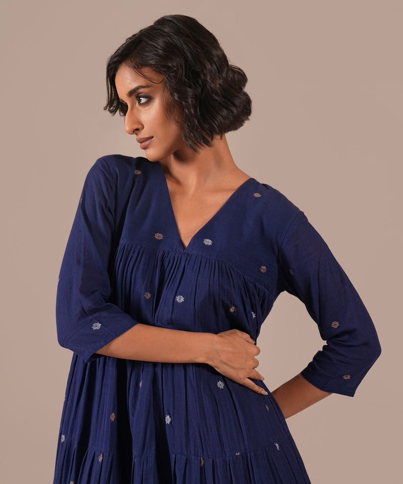 INDIGO ECHO DRESS 100% cotton by Indigo Dreams in blue color for women Worldwide