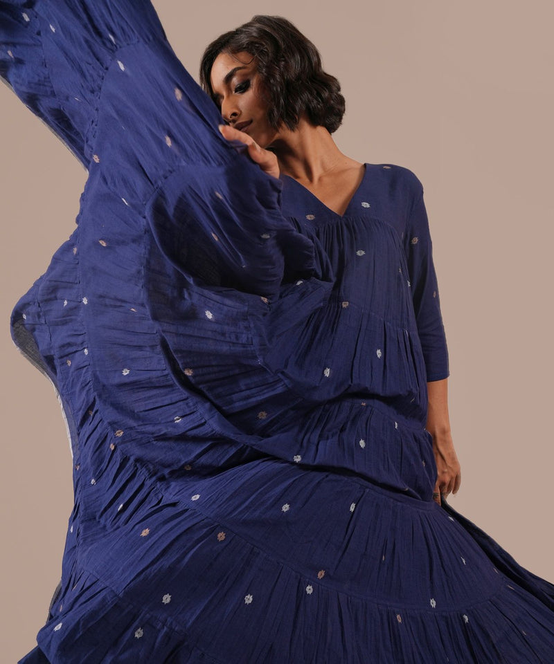 INDIGO ECHO DRESS 100% cotton by Indigo Dreams in blue color for women Worldwide