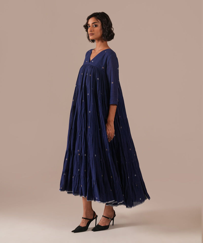 INDIGO ECHO DRESS 100% cotton by Indigo Dreams in blue color for women Worldwide