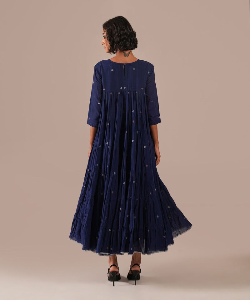 INDIGO ECHO DRESS 100% cotton by Indigo Dreams in blue color for women Worldwide