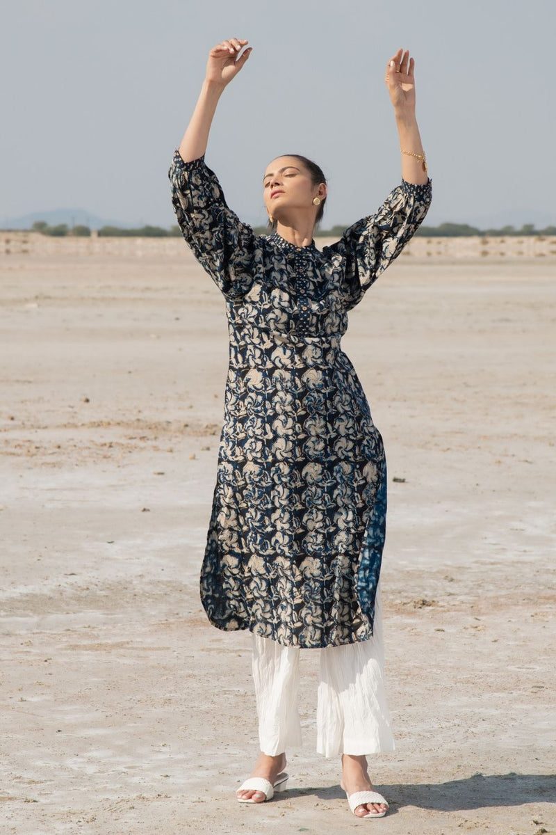 Indigo Orchid Kurta Set Kurta Sets by Marche for women Worldwide