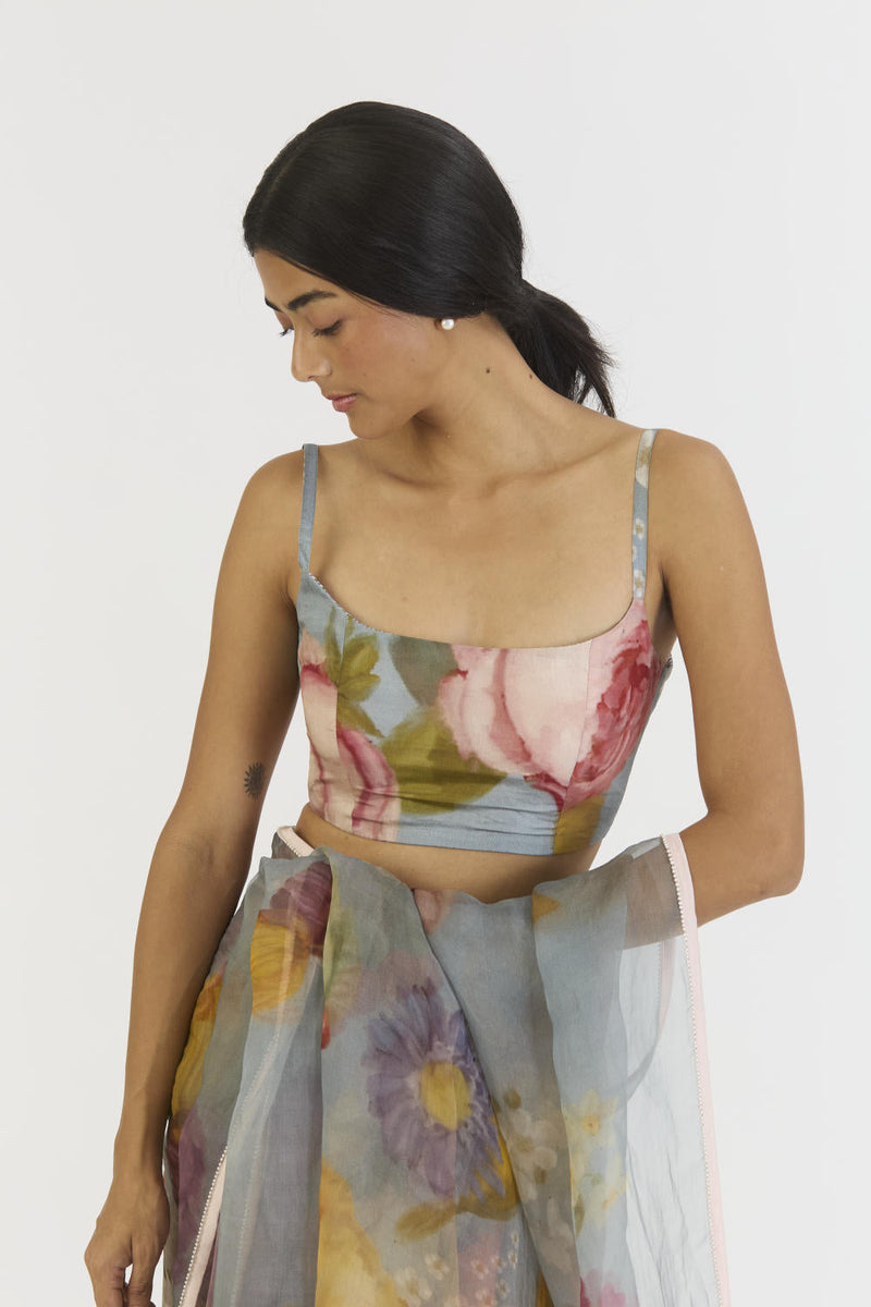 INDIGO ROSE BLOUSE silk by Yam in blue color for women Worldwide