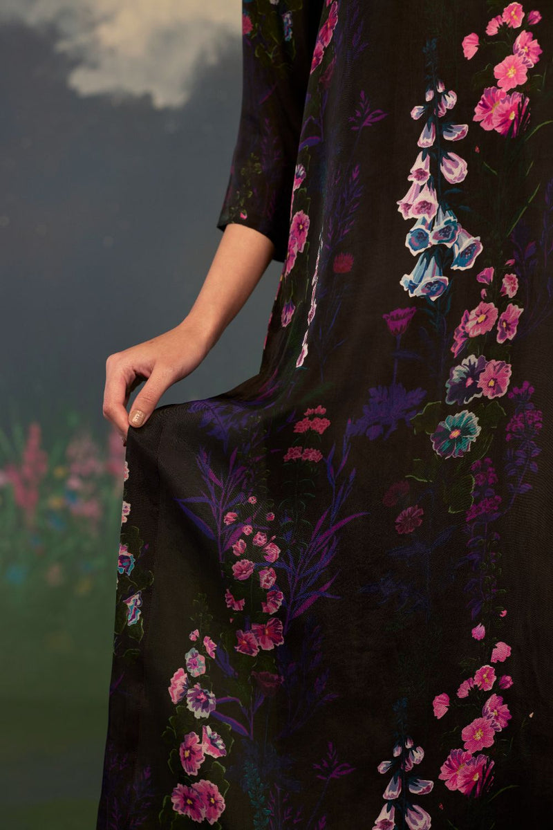 Foxglove Citrus Long Kurta Set Bamboo Silk silk by Nadiya Paar for women Worldwide