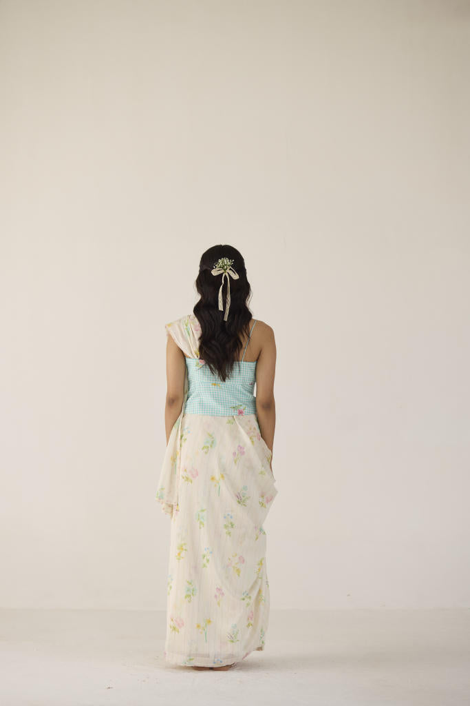 Sun Kissed Valley Silk and Cotton Chanderi Sari silk by Nadiya Paar in white color for women Worldwide