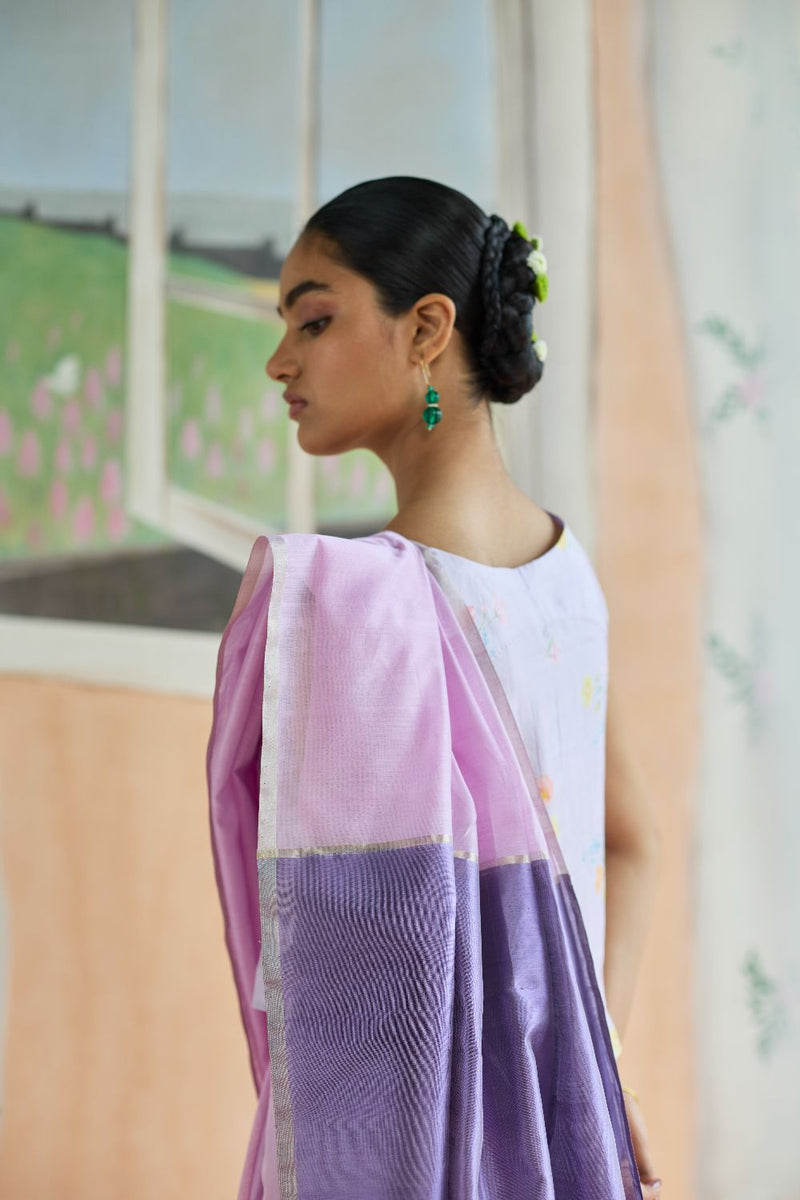 Orchid Mist Chanderi Sari silk by Nadiya Paar for women Worldwide