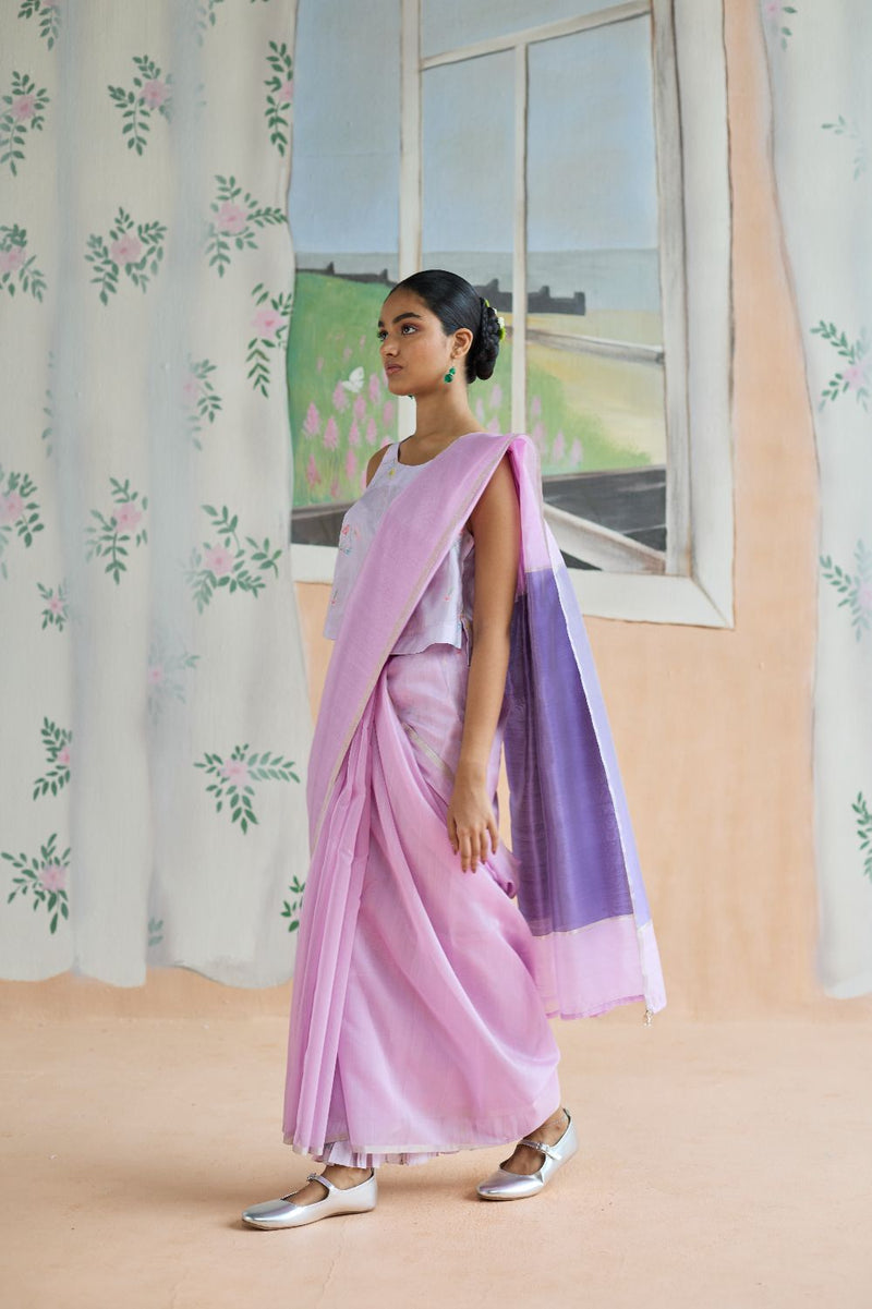 Orchid Mist Chanderi Sari silk by Nadiya Paar for women Worldwide