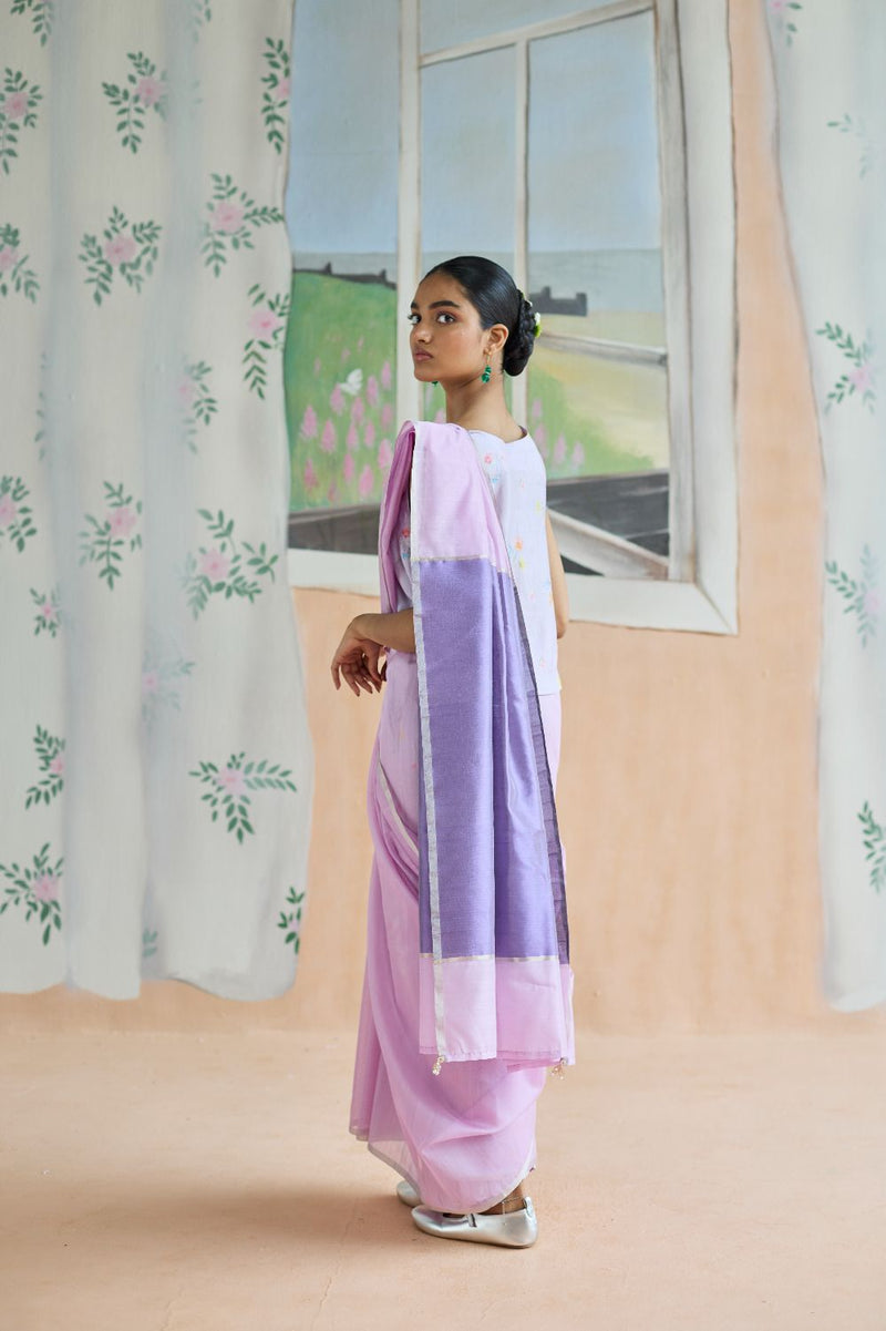 Orchid Mist Chanderi Sari silk by Nadiya Paar for women Worldwide