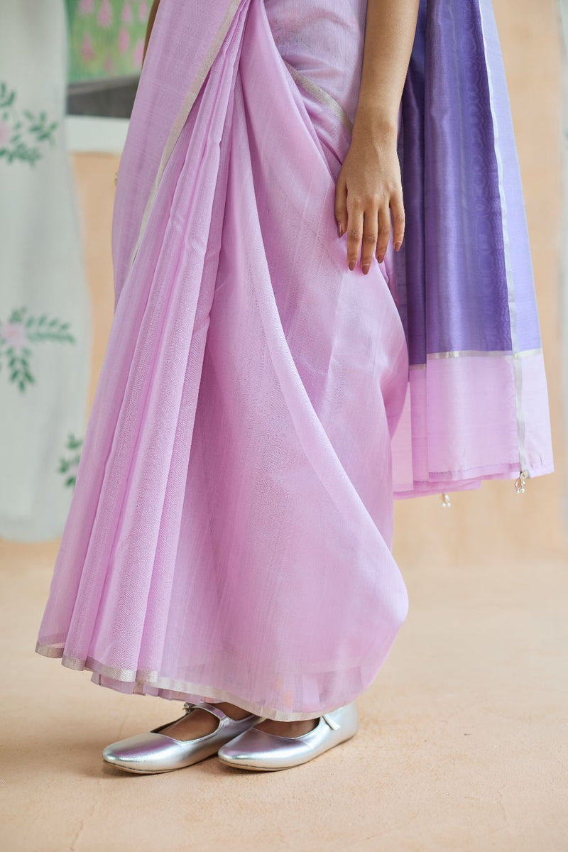 Orchid Mist Chanderi Sari silk by Nadiya Paar for women Worldwide