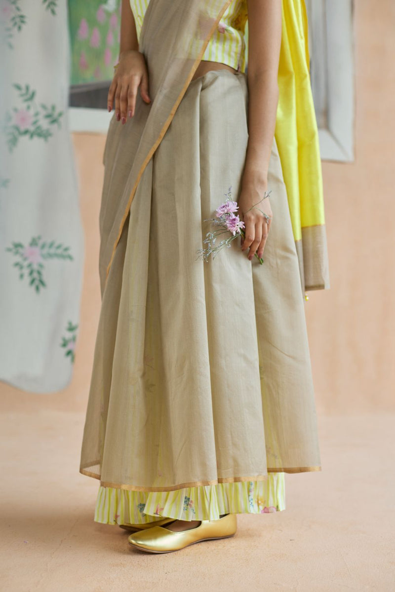 Sundaze Chanderi Sari silk by Nadiya Paar in brown color for women Worldwide