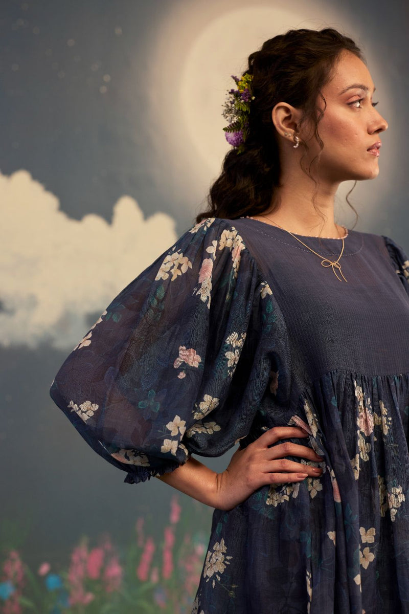 Moonlit Rose June Dress silk by Nadiya Paar in black color for women Worldwide