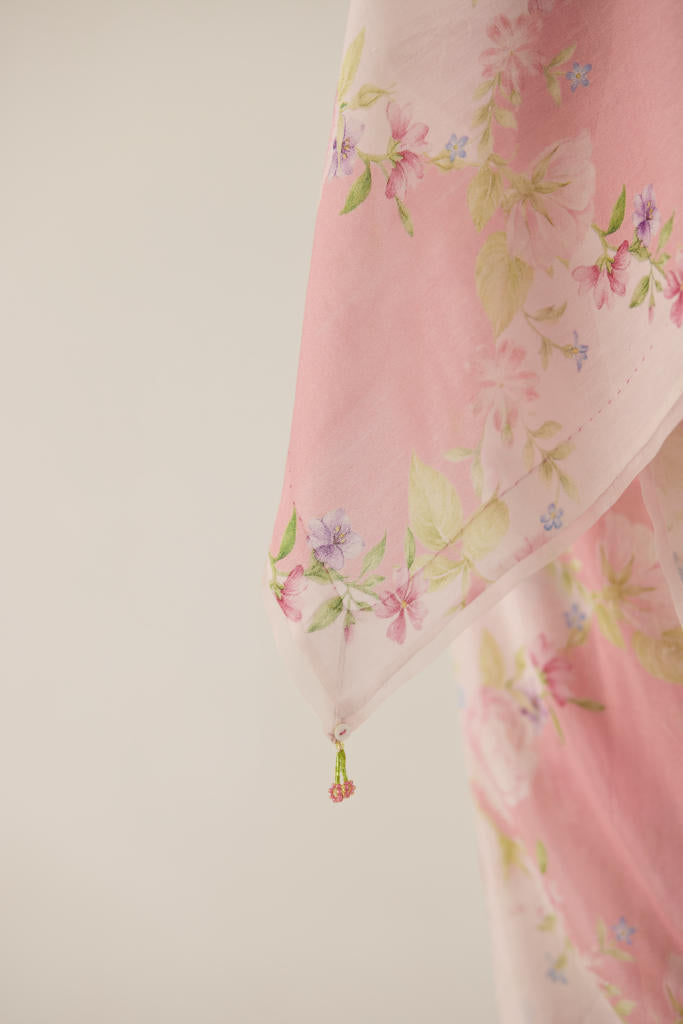 Rose Garden Silk and Cotton Chanderi Sari-Pink silk by Nadiya Paar in pink color for women Worldwide