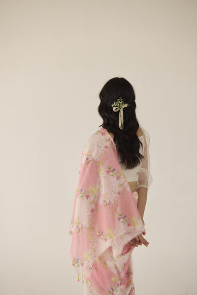 Rose Garden Silk and Cotton Chanderi Sari-Pink