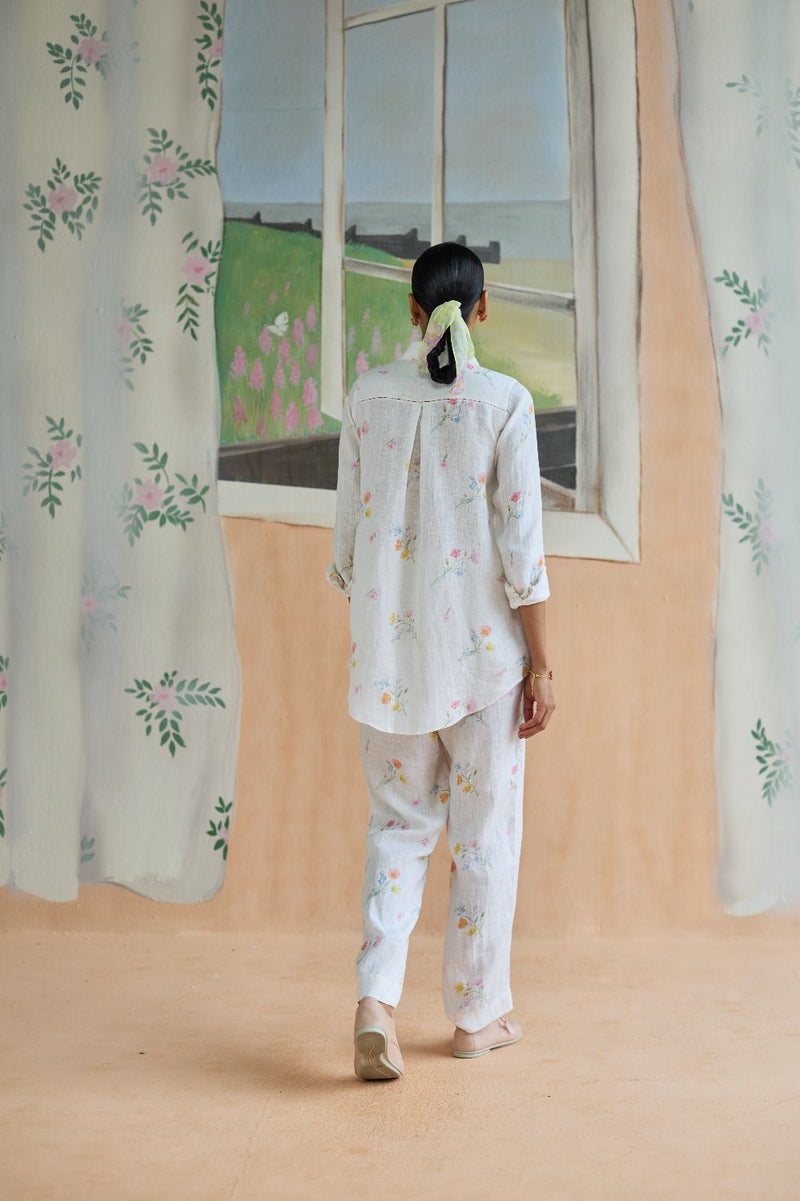 Florist Co-ord Set Linen linen by Nadiya Paar in white color for women Worldwide