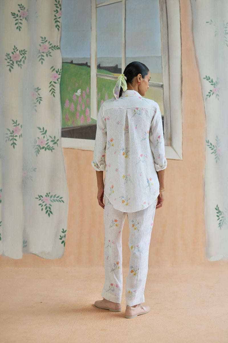 Florist Co-ord Set Linen linen by Nadiya Paar in white color for women Worldwide