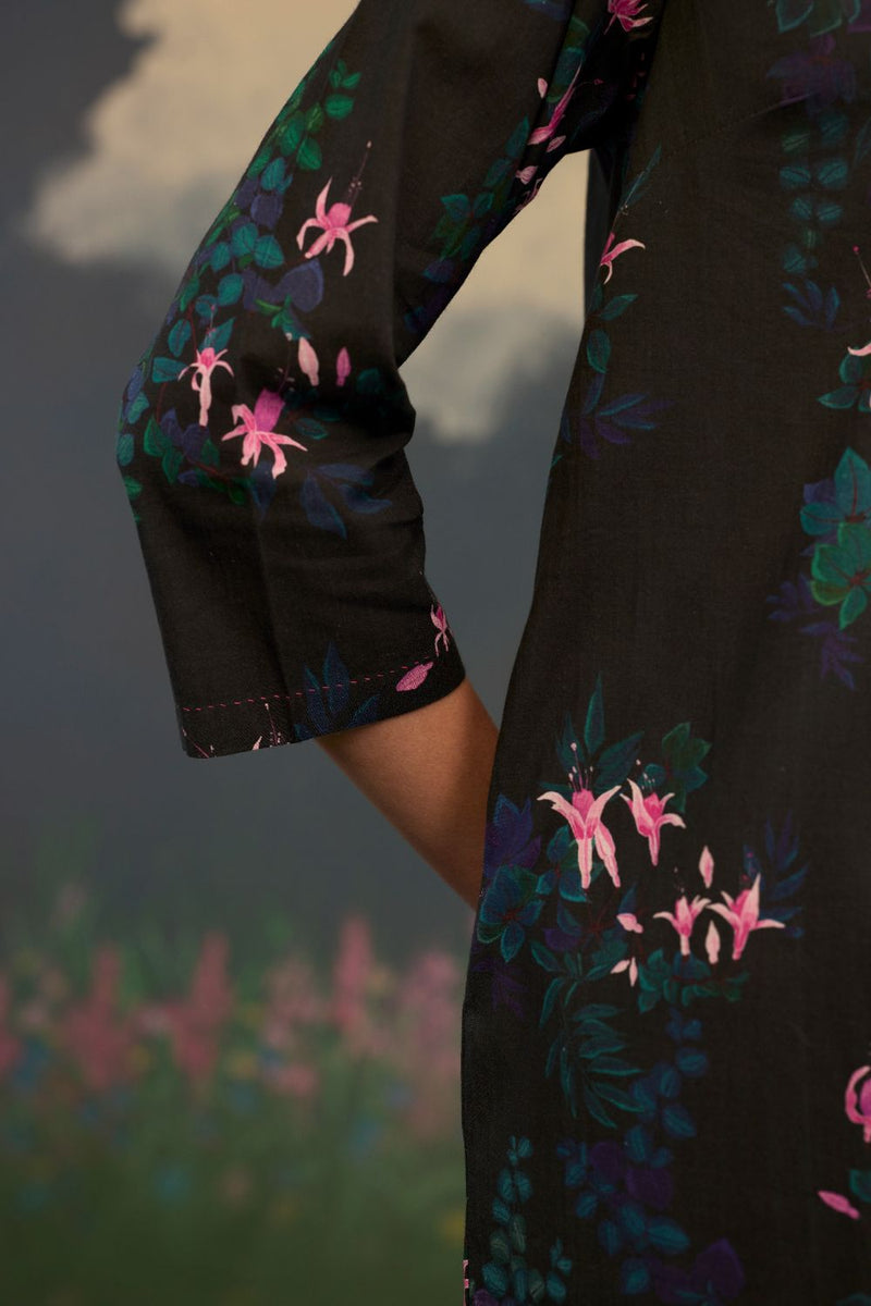Fuchsia Long Kurta Set Cotton cotton by Nadiya Paar for women Worldwide