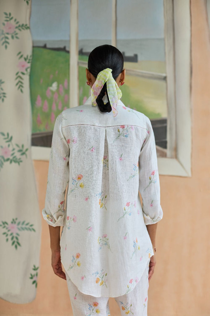 Florist Shirt Linen linen by Nadiya Paar in white color for women Worldwide