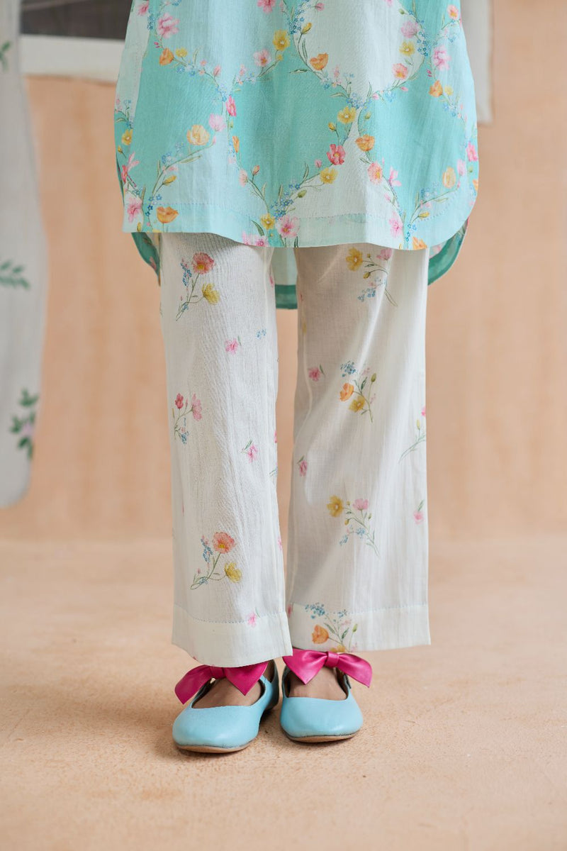 Drift and Dream Short Kurta Set cotton by Nadiya Paar in blue color for women Worldwide