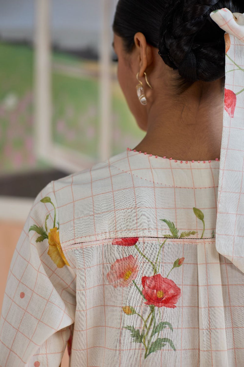 Poppy Long Kurta Set cotton by Nadiya Paar in white color for women Worldwide