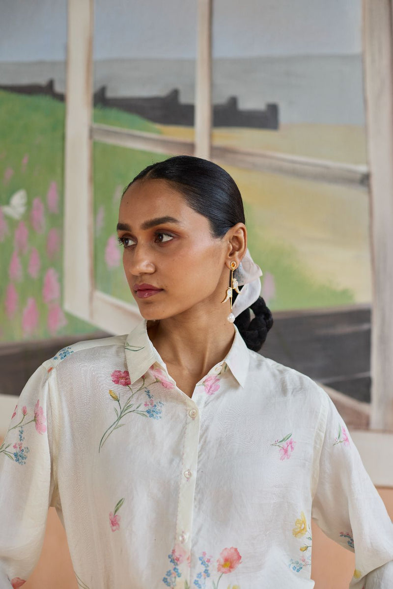 Mid-day Musings Shirt and Skirt Set Bamboo Silk silk by Nadiya Paar in multi color for women Worldwide