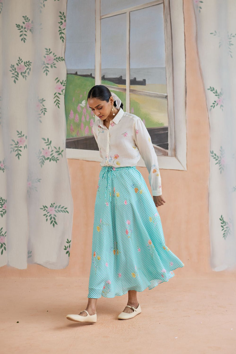 Mid-day Musings Shirt and Skirt Set Bamboo Silk silk by Nadiya Paar in multi color for women Worldwide