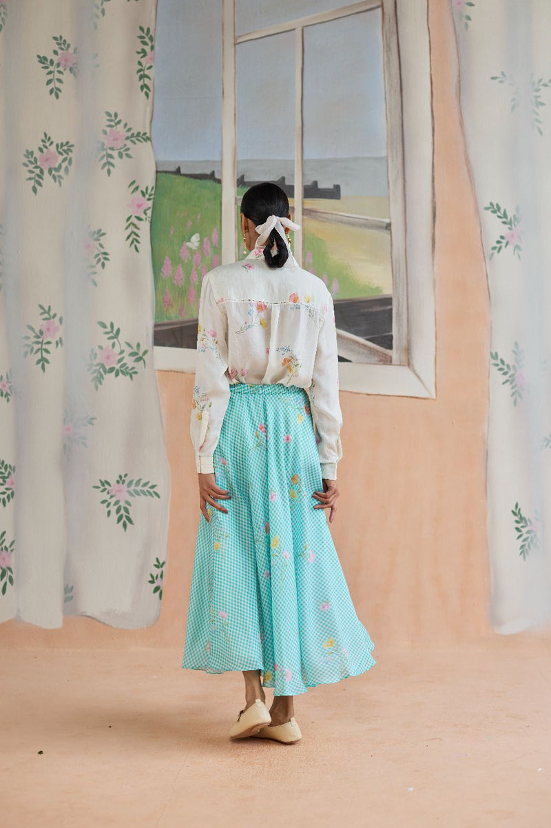 Mid-day Musings Shirt and Skirt Set Bamboo Silk silk by Nadiya Paar in multi color for women Worldwide