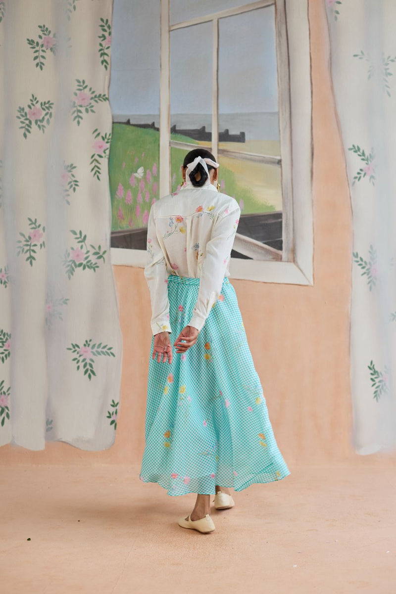 Mid-day Musings Shirt and Skirt Set Bamboo Silk silk by Nadiya Paar in multi color for women Worldwide