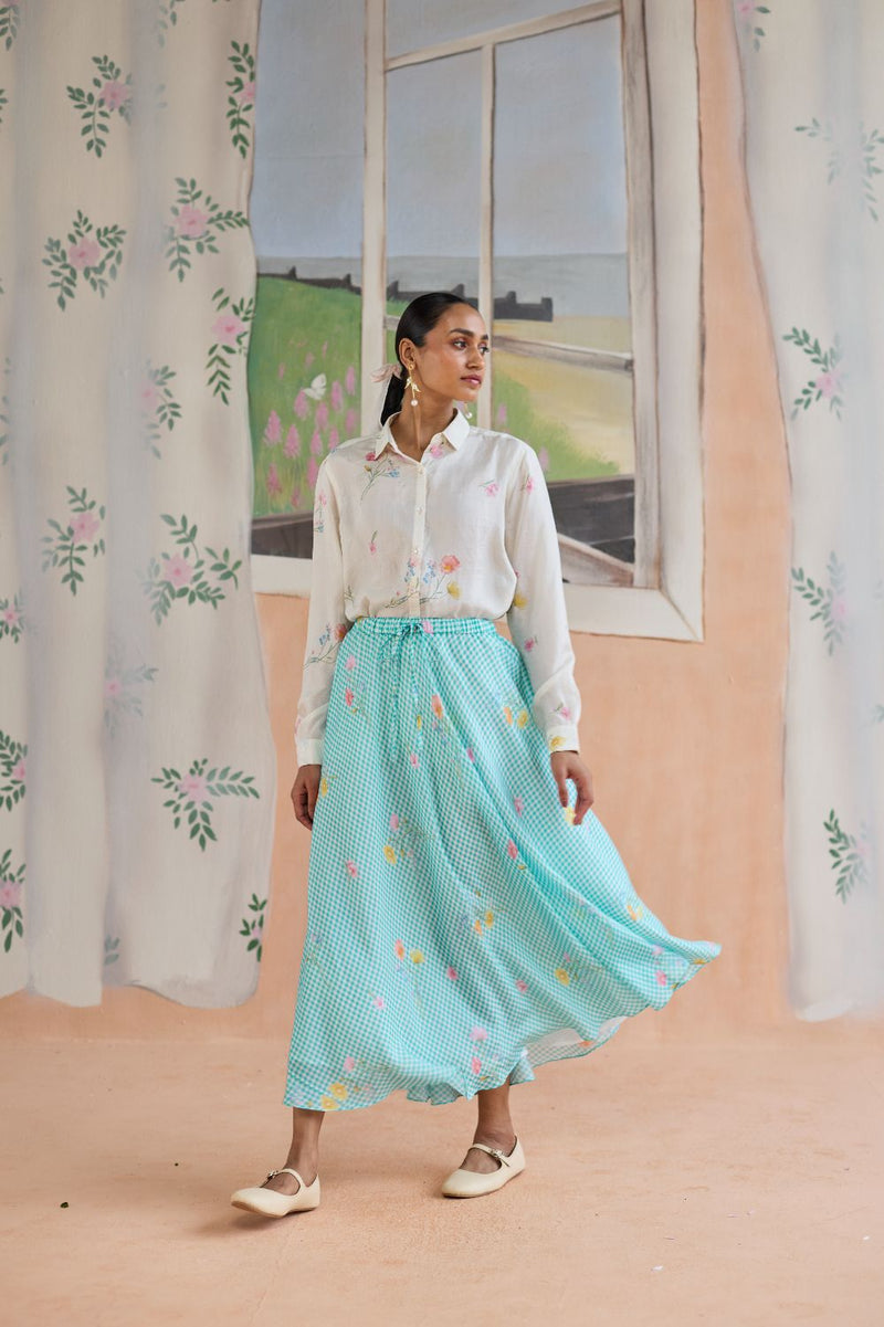 Mid-day Musings Shirt and Skirt Set Bamboo Silk silk by Nadiya Paar in multi color for women Worldwide