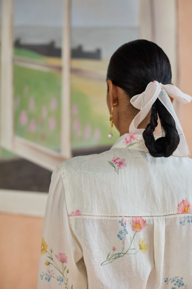 Mid-day Musings Shirt Bamboo Silk silk by Nadiya Paar in white color for women Worldwide