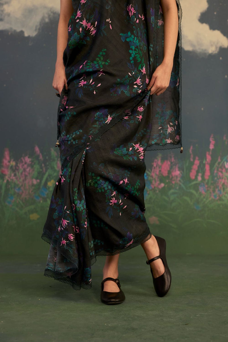 Fuchsia Mulberry Silk Sari silk by Nadiya Paar for women Worldwide